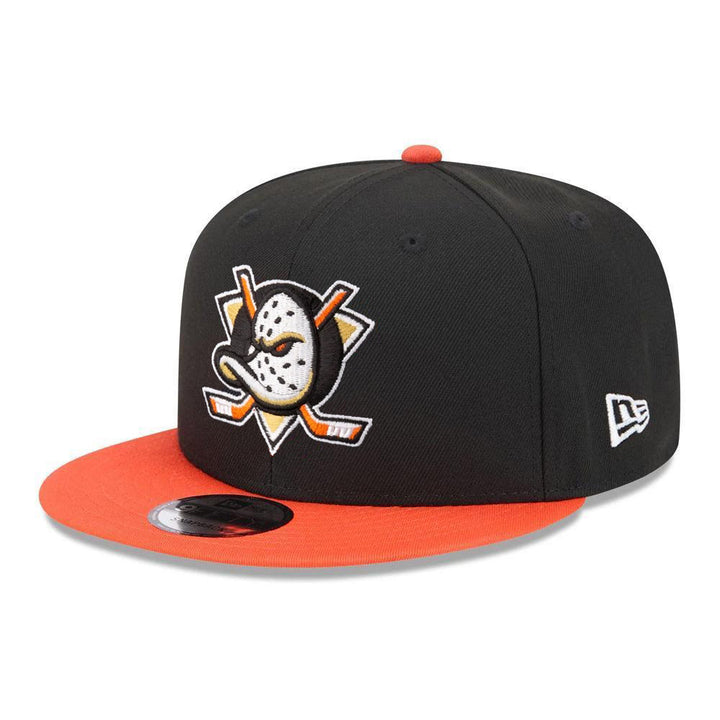 Anaheim Ducks New Era Team Color 9FIFTY Snapback Hat - Black/Orange - Triple Play Caps