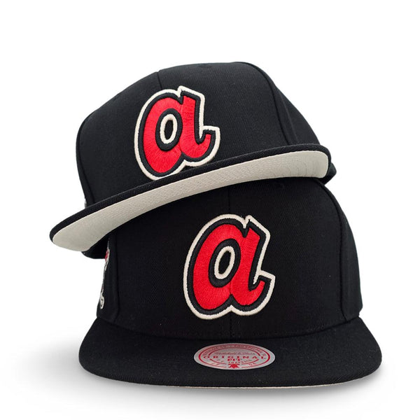 Atlanta Braves Mitchell & Ness Cooperstown True Classics Snapback Hat - Black - Triple Play Caps