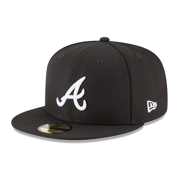 Atlanta Braves New Era Black and White Basic 59FIFTY Fitted Hat - Black - Triple Play Caps