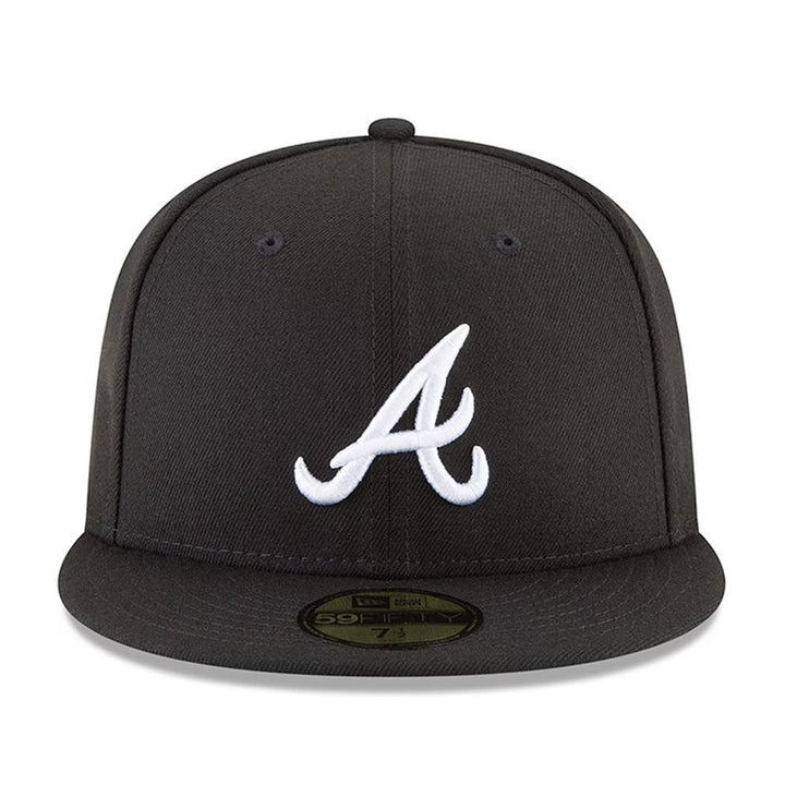 Atlanta Braves New Era Black and White Basic 59FIFTY Fitted Hat - Black - Triple Play Caps
