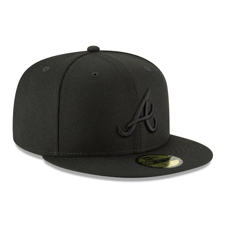 Atlanta Braves New Era Black on Black Basic 59FIFTY Fitted Hat - Black - Triple Play Caps