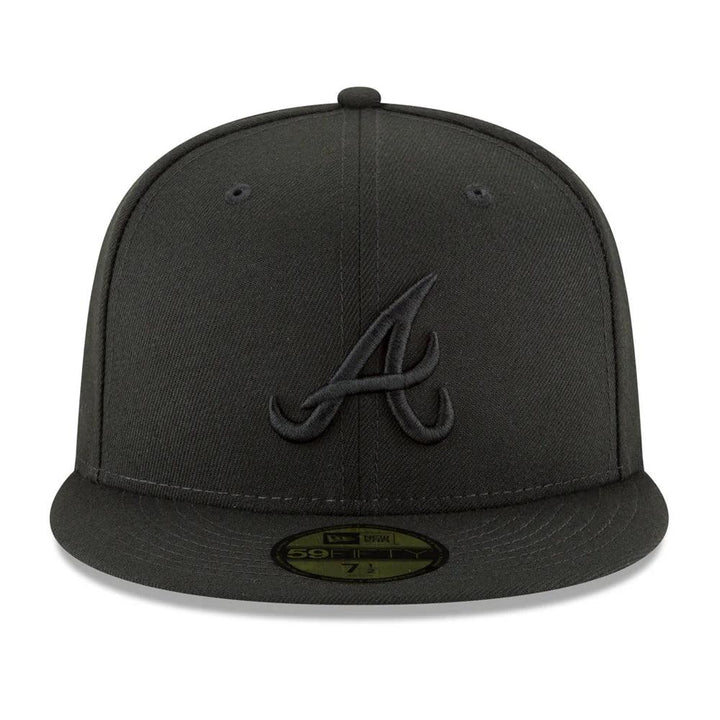 Atlanta Braves New Era Black on Black Basic 59FIFTY Fitted Hat - Black - Triple Play Caps