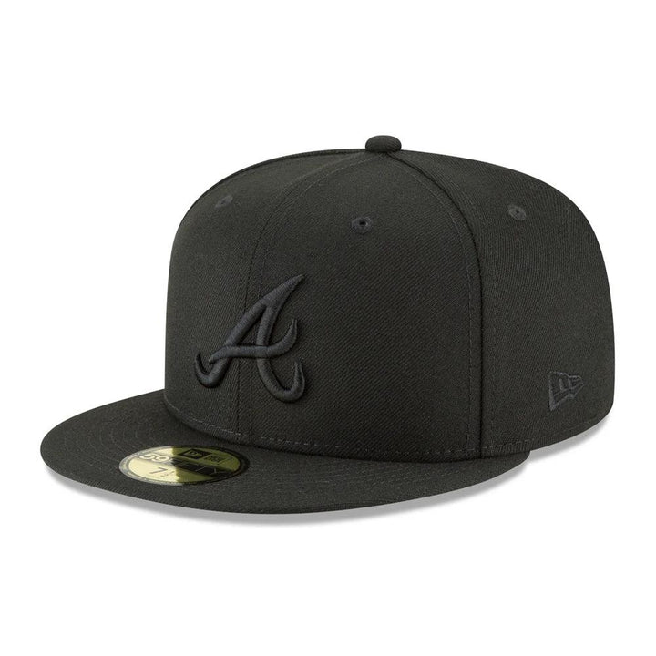 Atlanta Braves New Era Black on Black Basic 59FIFTY Fitted Hat - Black - Triple Play Caps