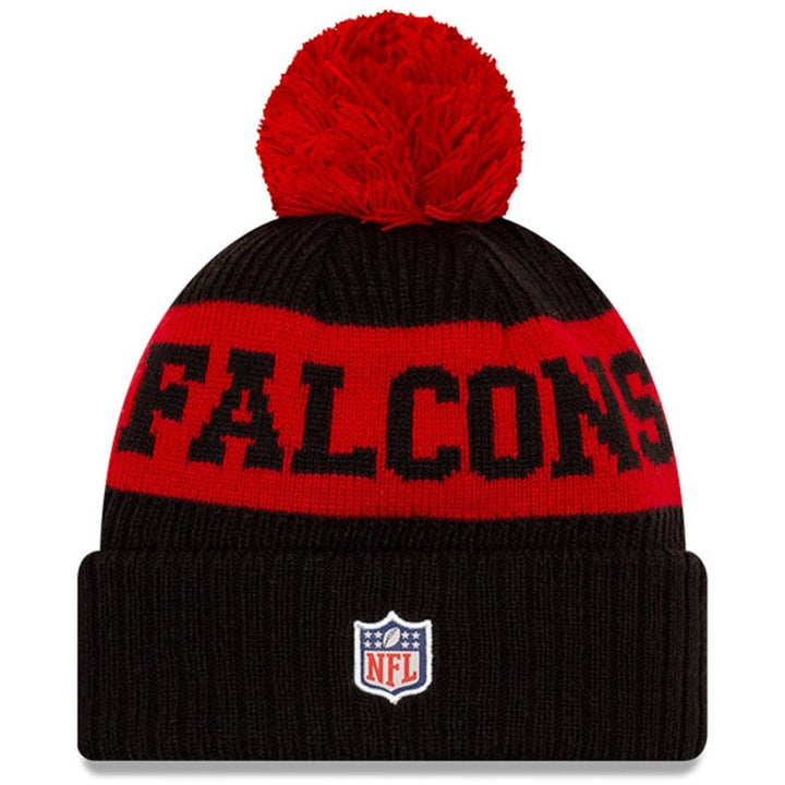 Atlanta Falcons New Era Sideline Official Sport Pom Cuffed Knit Hat - Triple Play Caps