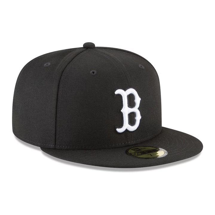 Boston Red Sox New Era Black and White Basic 59FIFTY Fitted Hat - Black - Triple Play Caps