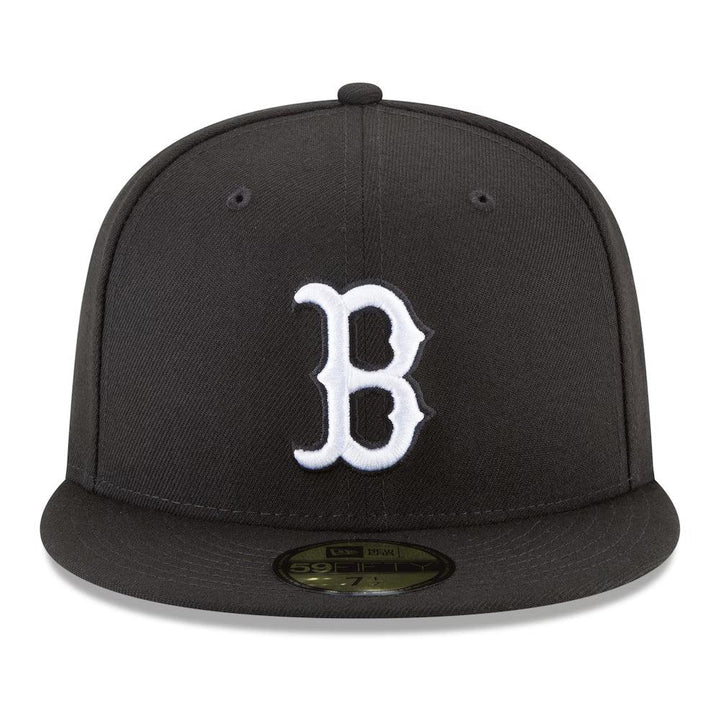 Boston Red Sox New Era Black and White Basic 59FIFTY Fitted Hat - Black - Triple Play Caps