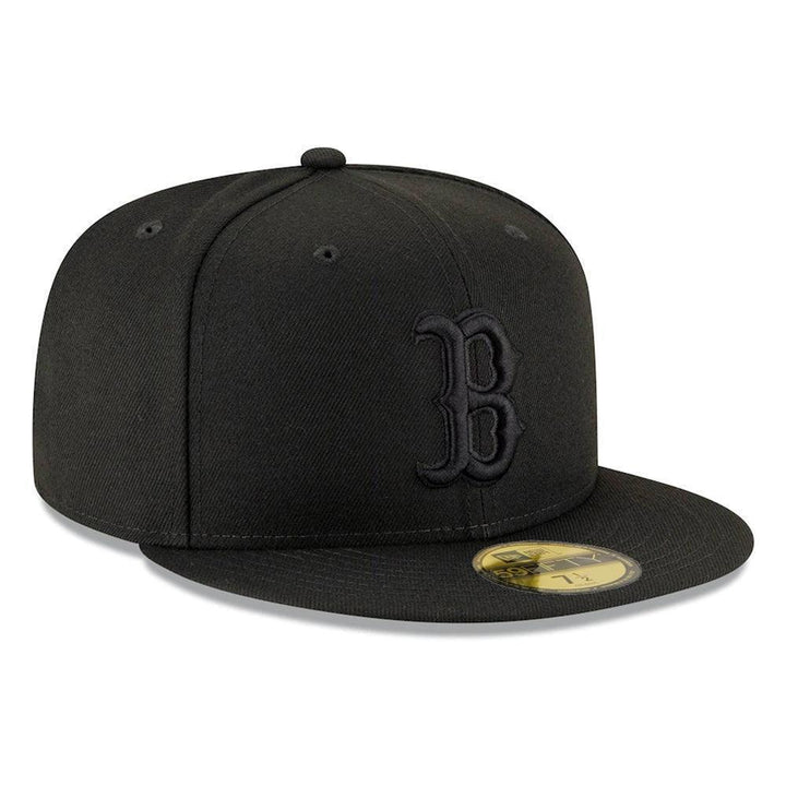 Boston Red Sox New Era Black on Black Basic 59FIFTY Fitted Hat - Black - Triple Play Caps