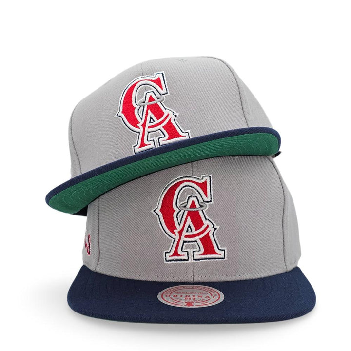 California Angels Mitchell & Ness Cooperstown Away Snapback Hat - Gray - Triple Play Caps