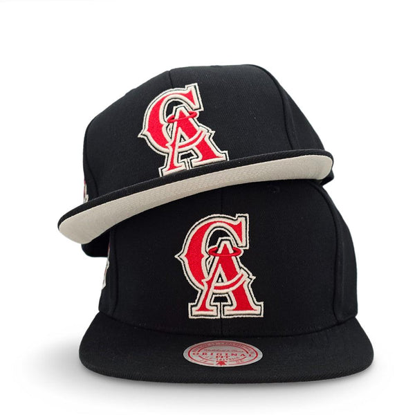 California Angels Mitchell & Ness Cooperstown True Classics Snapback Hat - Black - Triple Play Caps