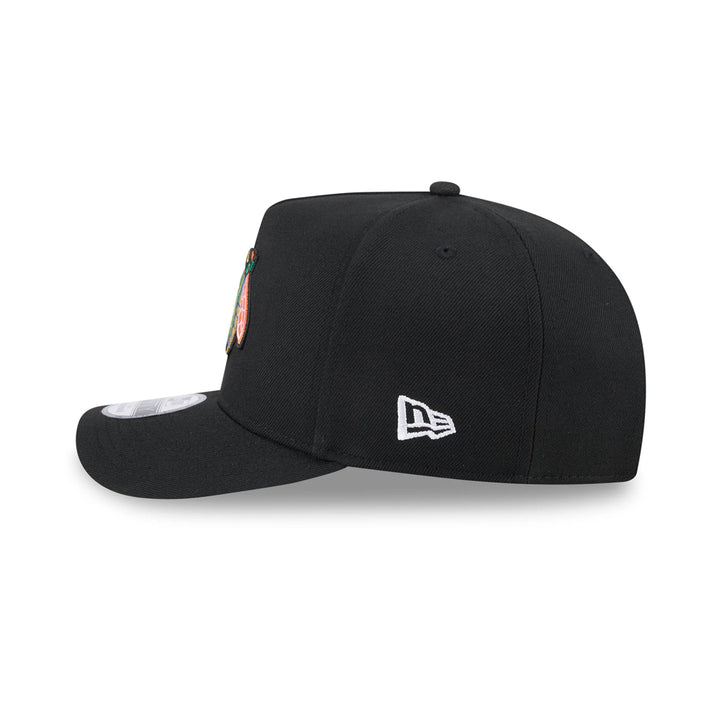 Chicago Blackhawks New Era Team Color 9FIFTY A-Frame Snapback Hat - Black - Triple Play Caps