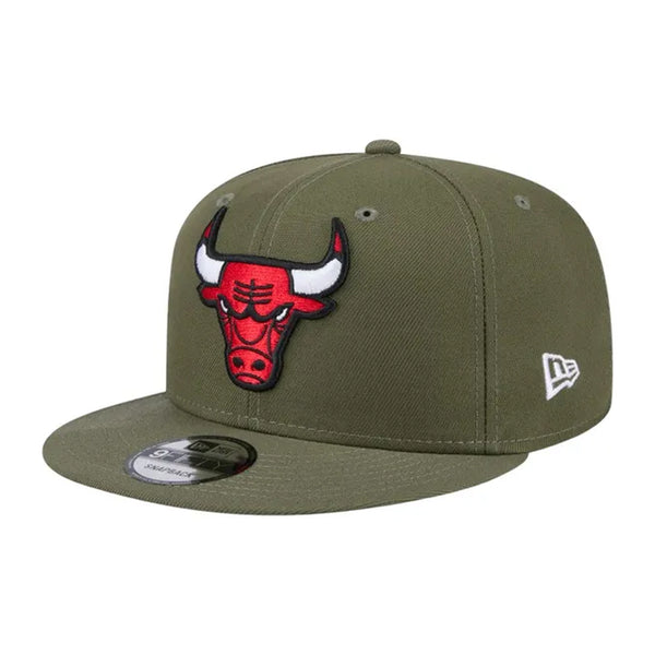 Chicago Bulls New Era Main Basic 9FIFTY Snapback Hat - Olive Green - Triple Play Caps
