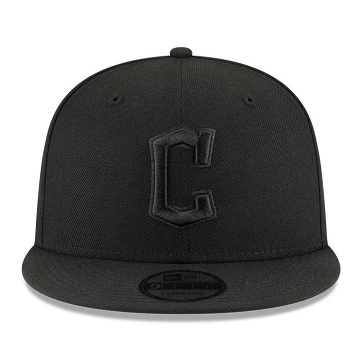 Cleveland Guardians New Era Black on Black 9FIFTY Snapback Hat - Black - Triple Play Caps