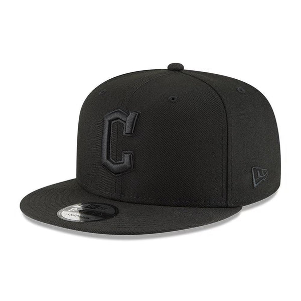 Cleveland Guardians New Era Black on Black 9FIFTY Snapback Hat - Black - Triple Play Caps