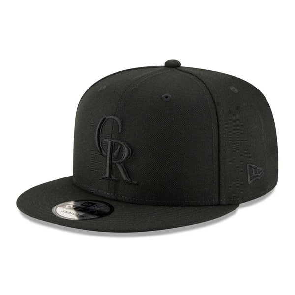 Colorado Rockies New Era Black on Black 9FIFTY Snapback Hat - Black - Triple Play Caps