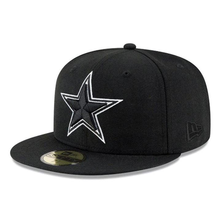 Dallas Cowboys New Era Black and White Team Basic 59FIFTY Fitted Hat - Black - Triple Play Caps