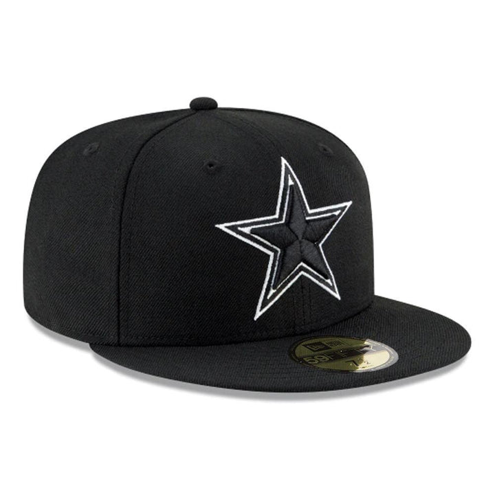 Dallas Cowboys New Era Black and White Team Basic 59FIFTY Fitted Hat - Black - Triple Play Caps