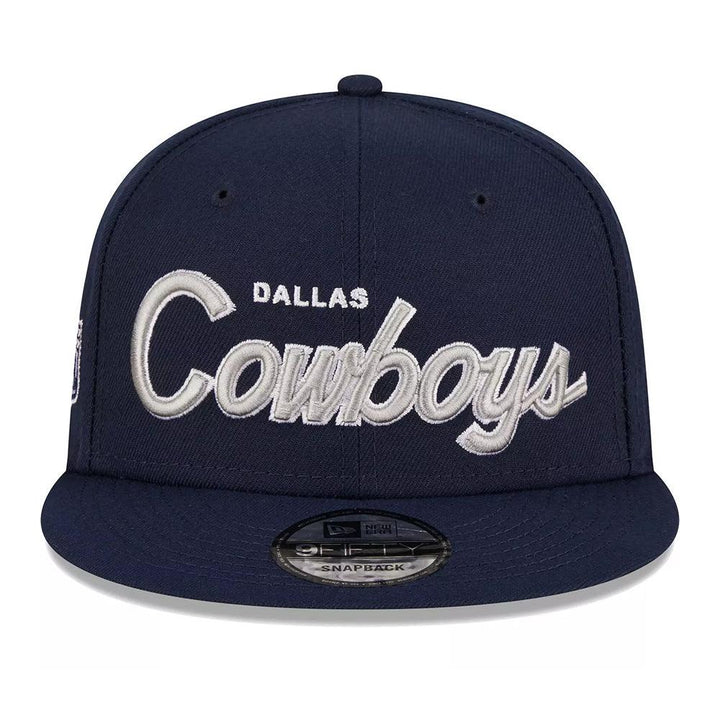 Dallas Cowboys New Era Script 9FIFTY Snapback Hat - Navy - Triple Play Caps