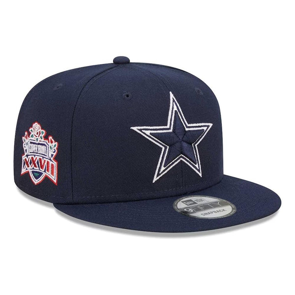 Dallas Cowboys New Era Super Bowl XXVII Patch Up 9FIFTY Snapback Hat - Navy - Triple Play Caps