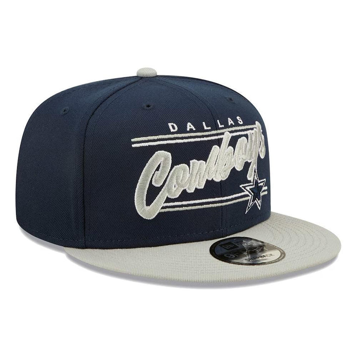 Dallas Cowboys New Era Team Script 9FIFTY Snapback Hat - Navy/Gray - Triple Play Caps