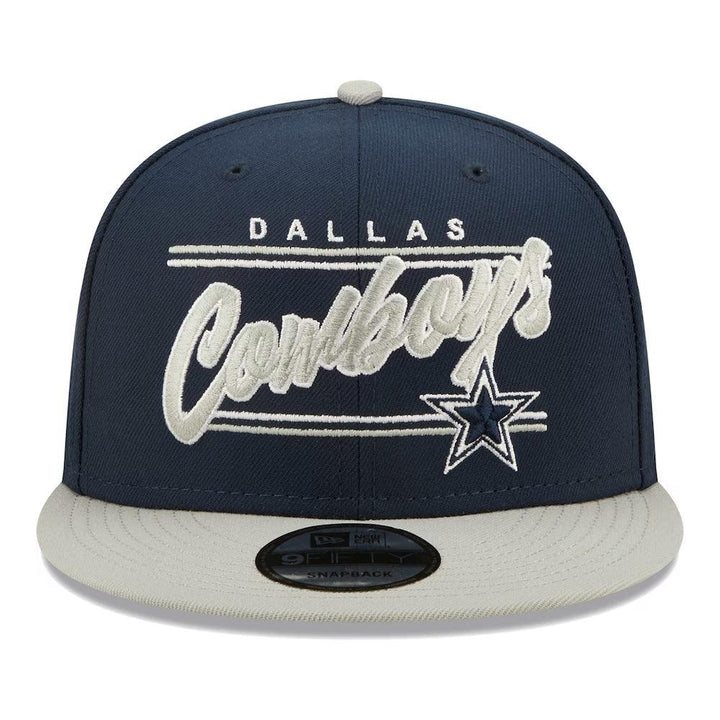 Dallas Cowboys New Era Team Script 9FIFTY Snapback Hat - Navy/Gray - Triple Play Caps