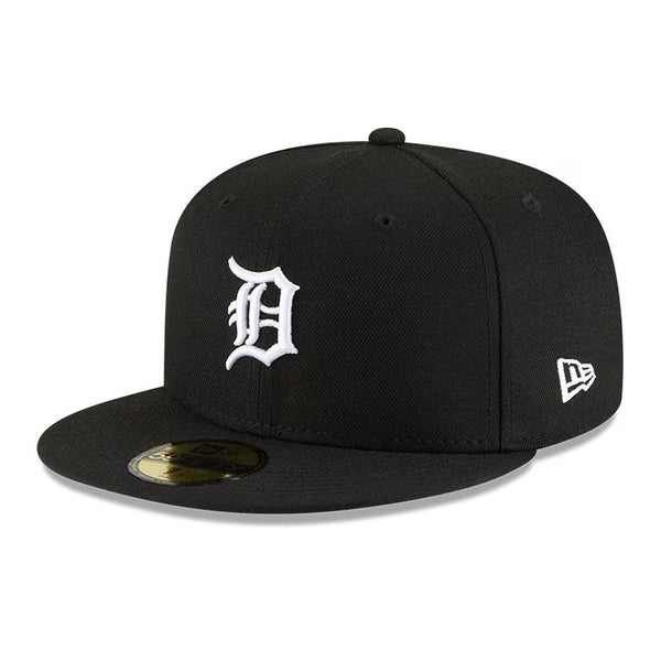 Detroit Tigers New Era Black and White Basic 59FIFTY Fitted Hat - Black - Triple Play Caps