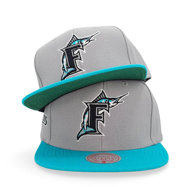 Florida Marlins Mitchell & Ness Cooperstown Away Snapback Hat - Gray - Triple Play Caps