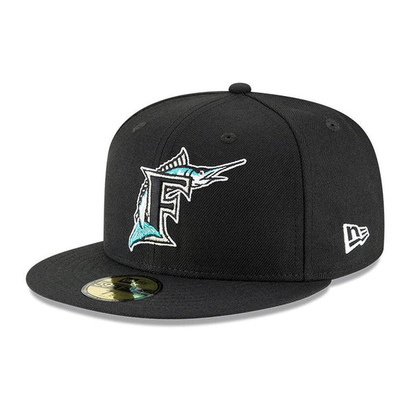 Florida Marlins New Era Cooperstown Collection Logo 59FIFTY Fitted Hat - Black - Triple Play Caps
