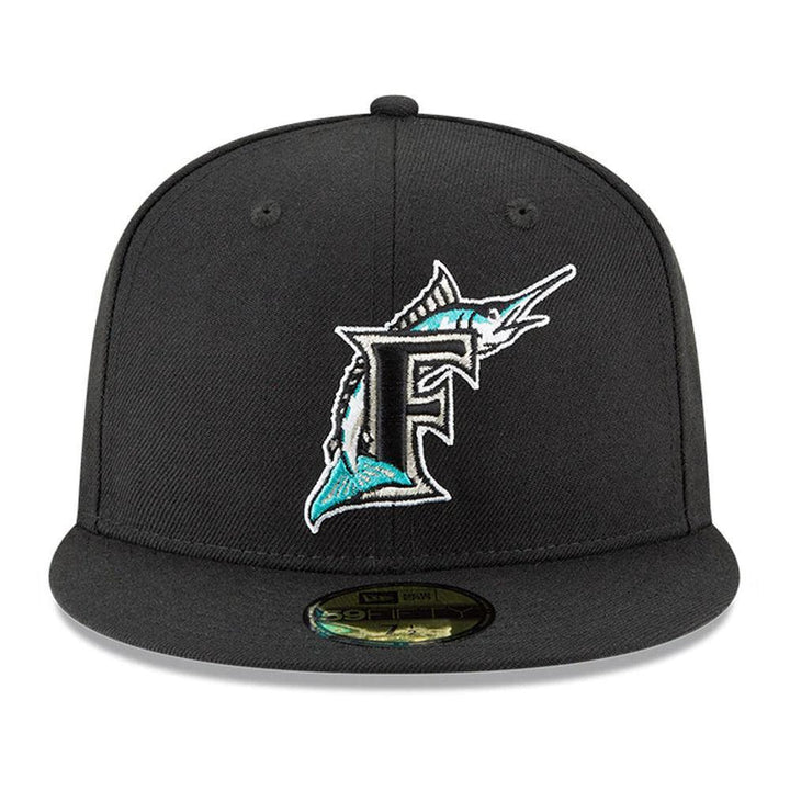 Florida Marlins New Era Cooperstown Collection Logo 59FIFTY Fitted Hat - Black - Triple Play Caps