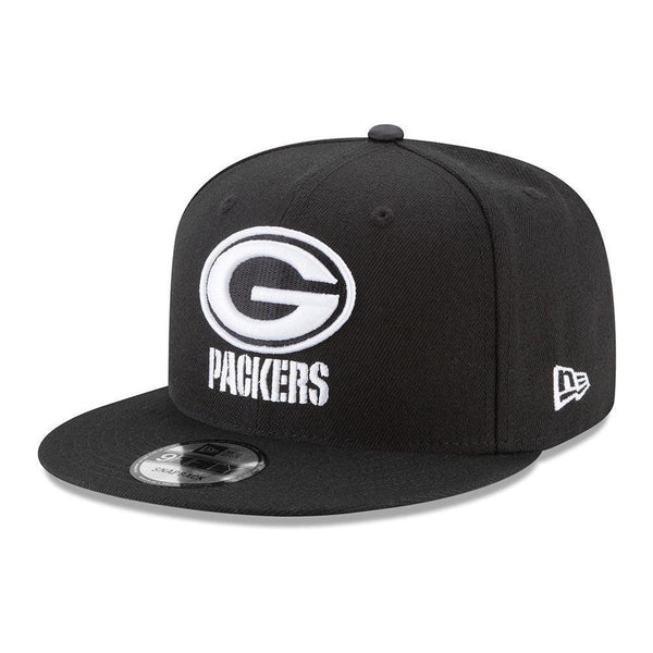 Green Bay Packers New Era B-Dub 9FIFTY Snapback Hat - Black - Triple Play Caps