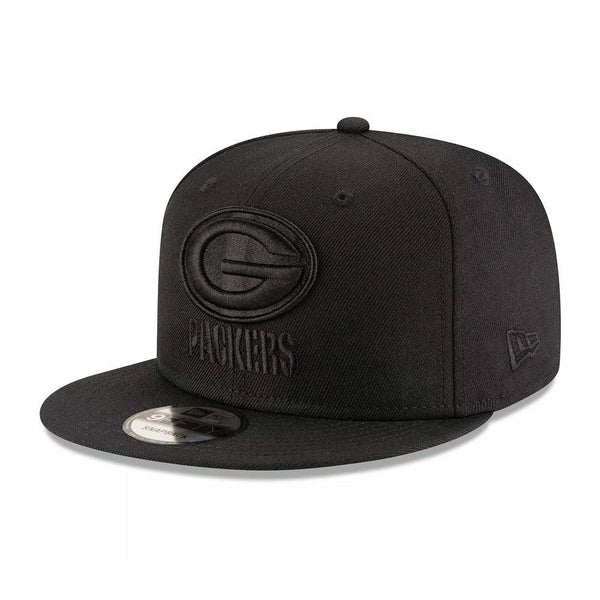Green Bay Packers New Era Black on Black 9FIFTY Snapback Hat - Black - Triple Play Caps