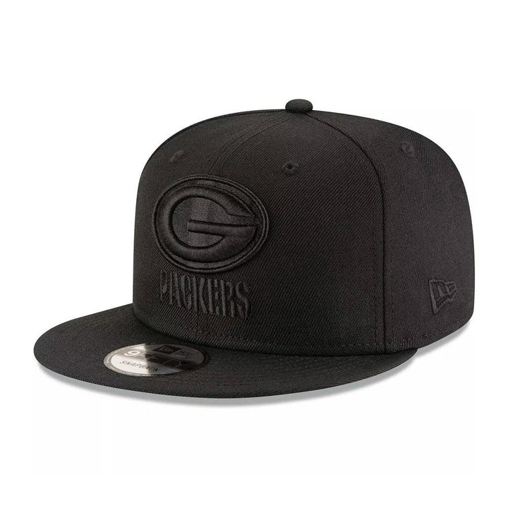 Green Bay Packers New Era Black on Black 9FIFTY Snapback Hat - Black - Triple Play Caps