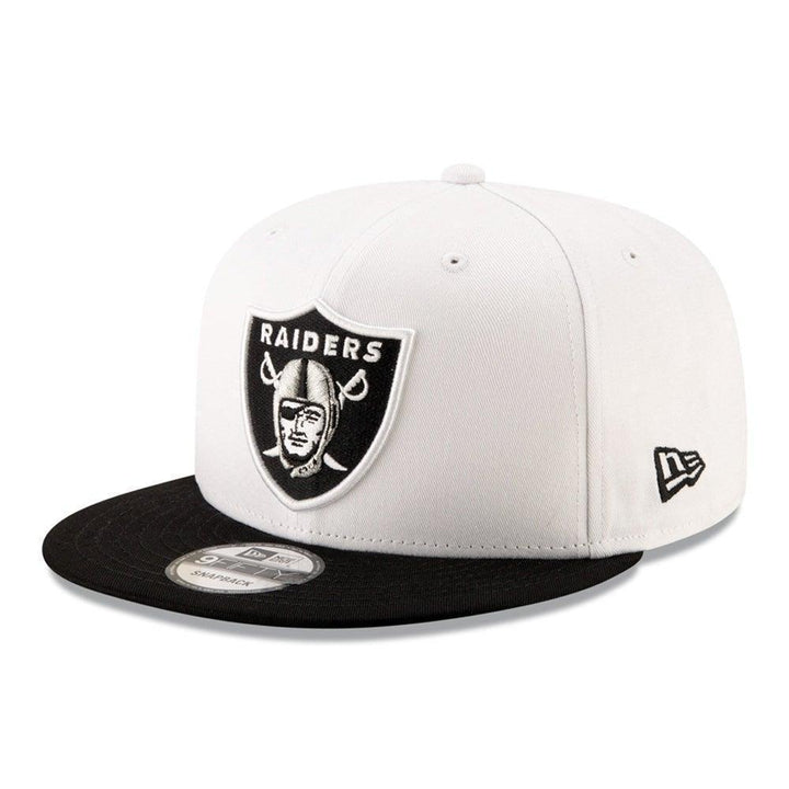 Las Vegas Raiders New Era 2-Tone Basic 9FIFTY Snapback Hat - White/Black - Triple Play Caps