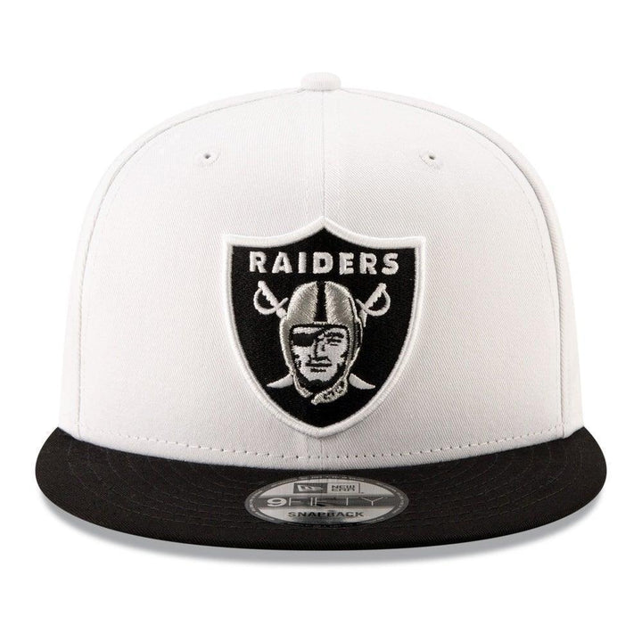 Las Vegas Raiders New Era 2-Tone Basic 9FIFTY Snapback Hat - White/Black - Triple Play Caps