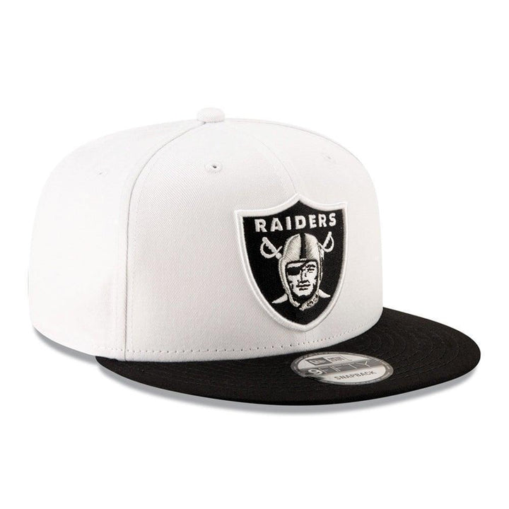 Las Vegas Raiders New Era 2-Tone Basic 9FIFTY Snapback Hat - White/Black - Triple Play Caps