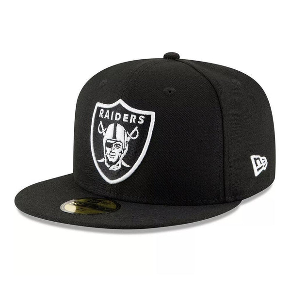 Las Vegas Raiders New Era Black & White 59FIFTY Fitted Hat - Black - Triple Play Caps