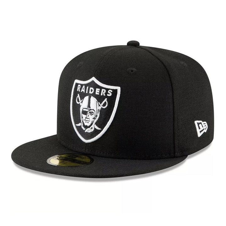 Las Vegas Raiders New Era Black & White 59FIFTY Fitted Hat - Black - Triple Play Caps