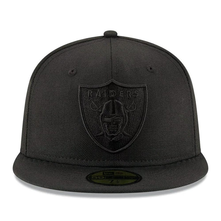Las Vegas Raiders New Era Black on Black Basic 59FIFTY Fitted Hat - Black - Triple Play Caps