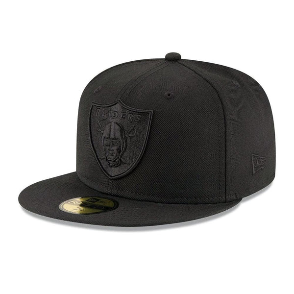 Las Vegas Raiders New Era Black on Black Basic 59FIFTY Fitted Hat - Black - Triple Play Caps