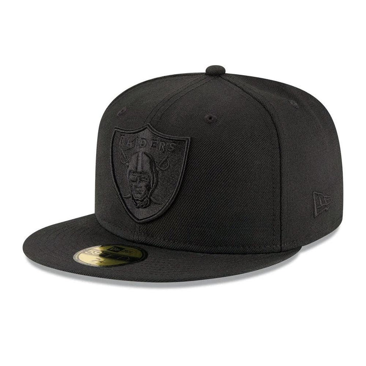 Las Vegas Raiders New Era Black on Black Basic 59FIFTY Fitted Hat - Black - Triple Play Caps