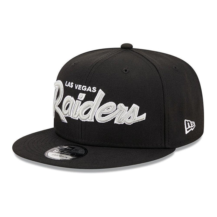 Las Vegas Raiders New Era Main Script 9FIFTY Snapback Hat - Black - Triple Play Caps