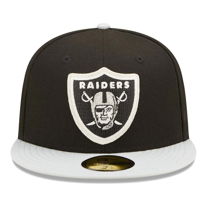 Las Vegas Raiders New Era Super Bowl XVIII Letterman 59FIFTY Fitted Hat - Black/Silver - Triple Play Caps