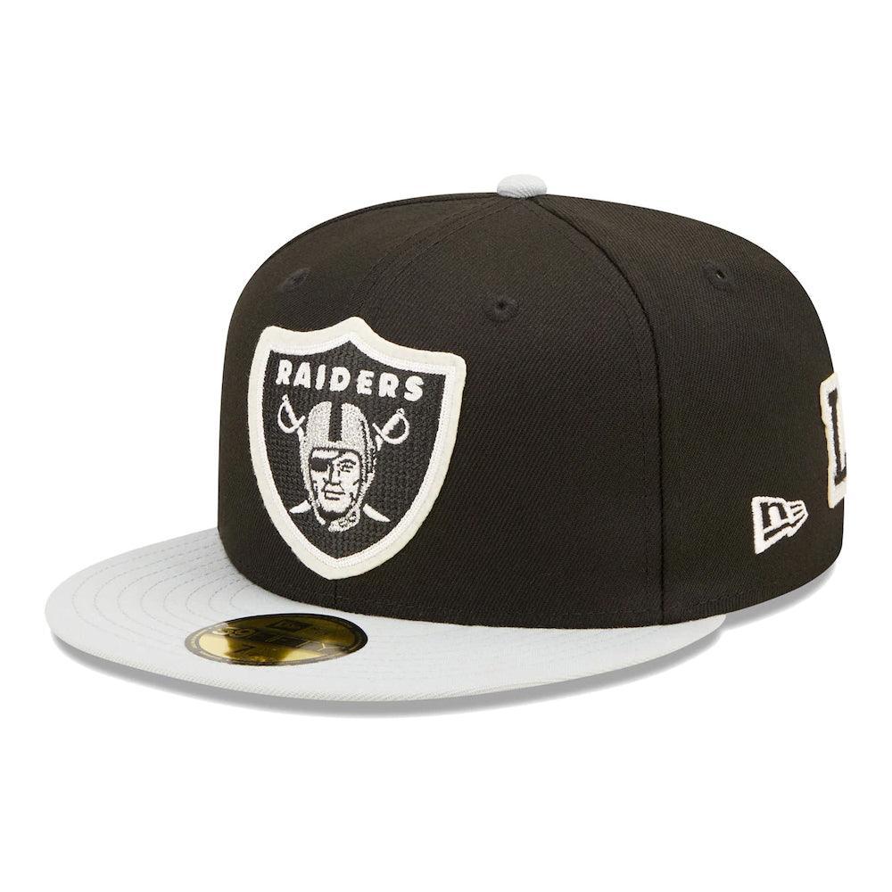 Las Vegas Raiders New Era Super Bowl XVIII Letterman 59FIFTY Fitted Hat - Black/Silver - Triple Play Caps