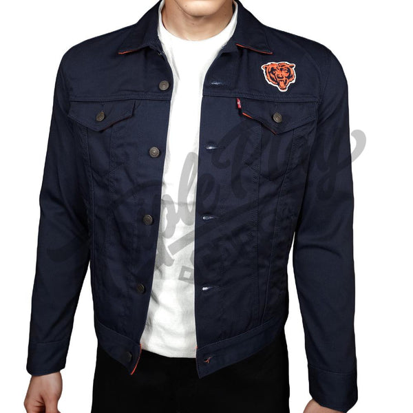 Levi's Chicago Bears Twill Trucker Button-Up Jacket - Navy - Triple Play Caps