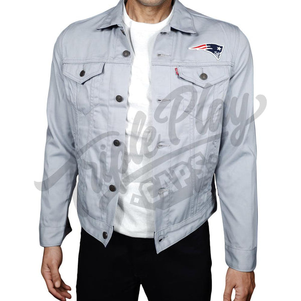 Levi's New England Patriots Twill Trucker Button-Up Jacket - Gray - Triple Play Caps