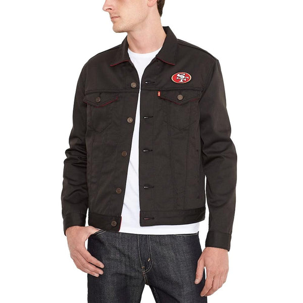 Levi's San Francisco 49ers Twill Trucker Button-Up Jacket - Black - Triple Play Caps
