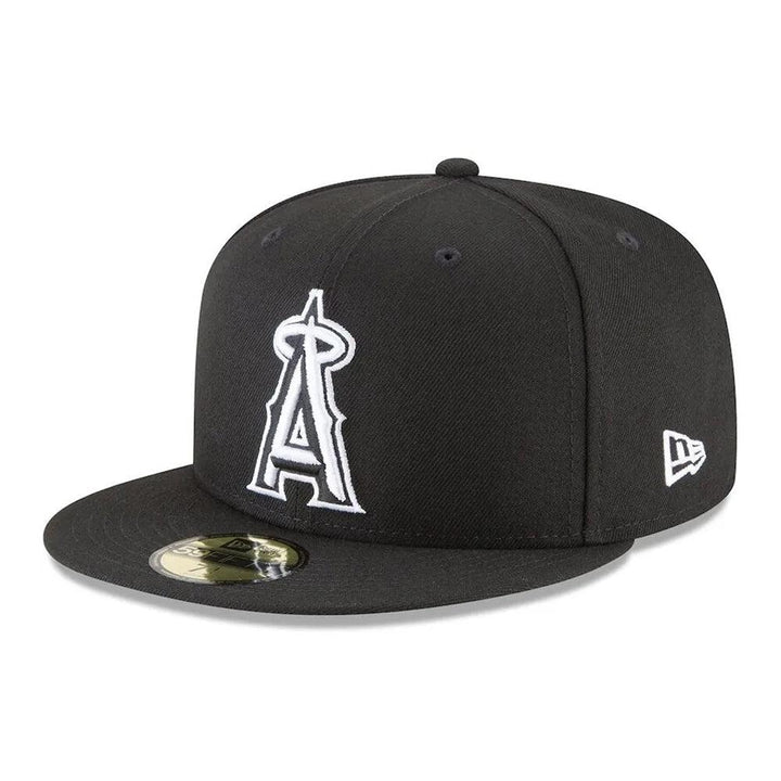 Los Angeles Angels New Era Black and White Basic 59FIFTY Fitted Hat - Black - Triple Play Caps