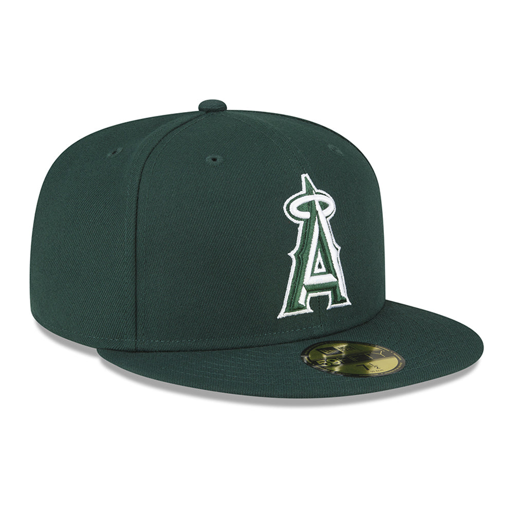 Los Angeles Angels New Era Fashion Color Basic 59FIFTY Fitted Hat - Dark Green - Triple Play Caps