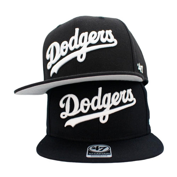 Los Angeles Dodgers 47 Brand Script No Shot '47 Captain - Black - Triple Play Caps