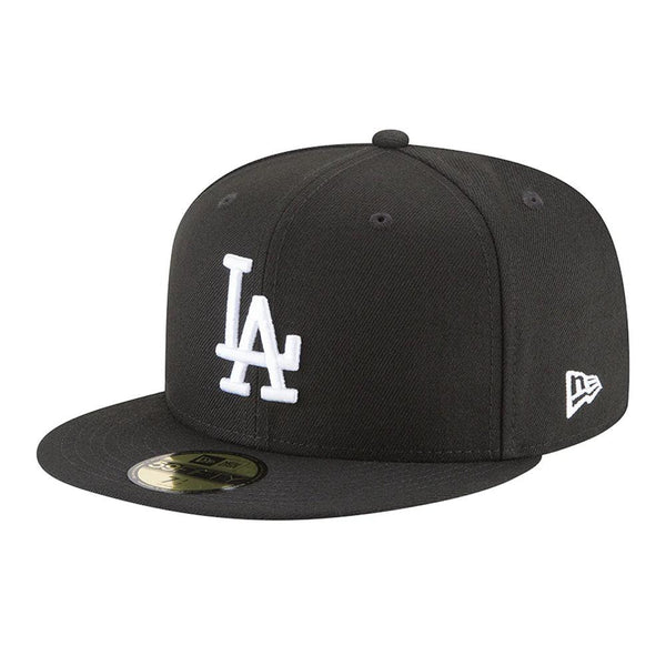 Los Angeles Dodgers New Era Black and White Basic 59FIFTY Fitted Hat - Black - Triple Play Caps