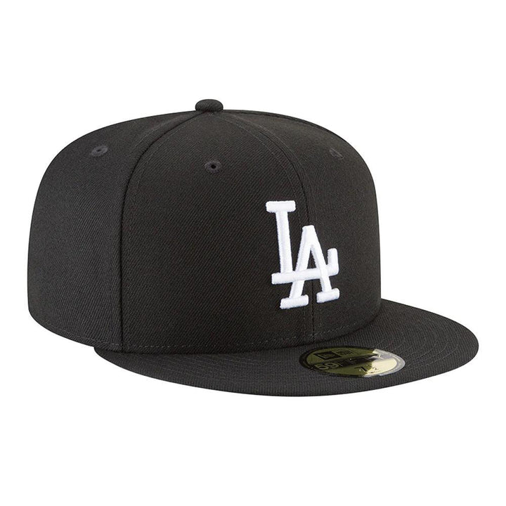 Los Angeles Dodgers New Era Black and White Basic 59FIFTY Fitted Hat - Black - Triple Play Caps
